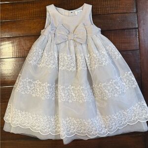 Janie and Jack Silver Lace Bow Dress